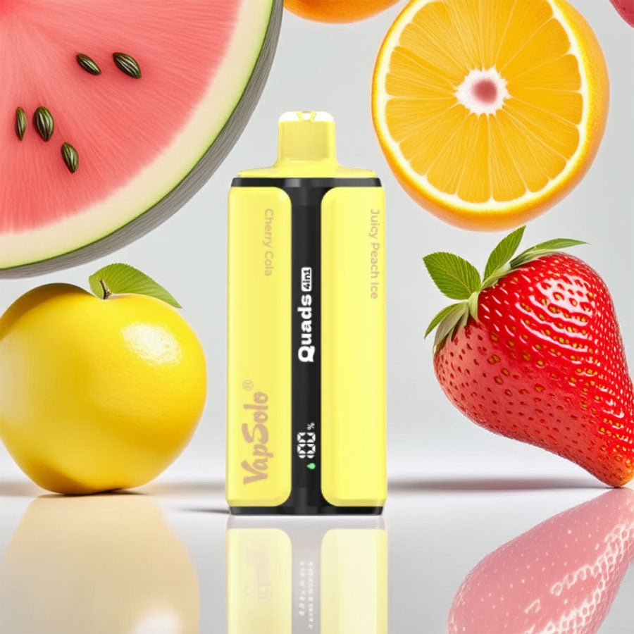 VapSolo Quads 80000 – Cherry Cola & Strawberry Watermelon & Grapefruit Refresher & Juicy Peach Ice 5%