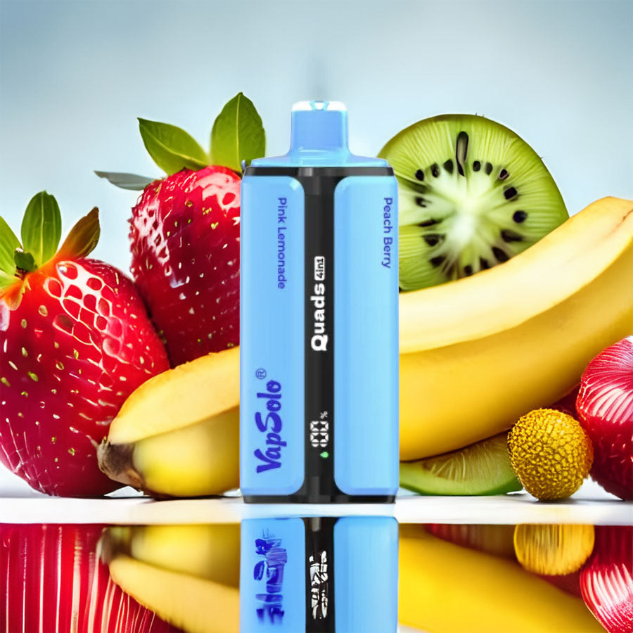 VapSolo Quads 80000 – Pink Lemonade & Kiwi Passionfruit Guava & Strawberry Banana & Peach Berry 5%