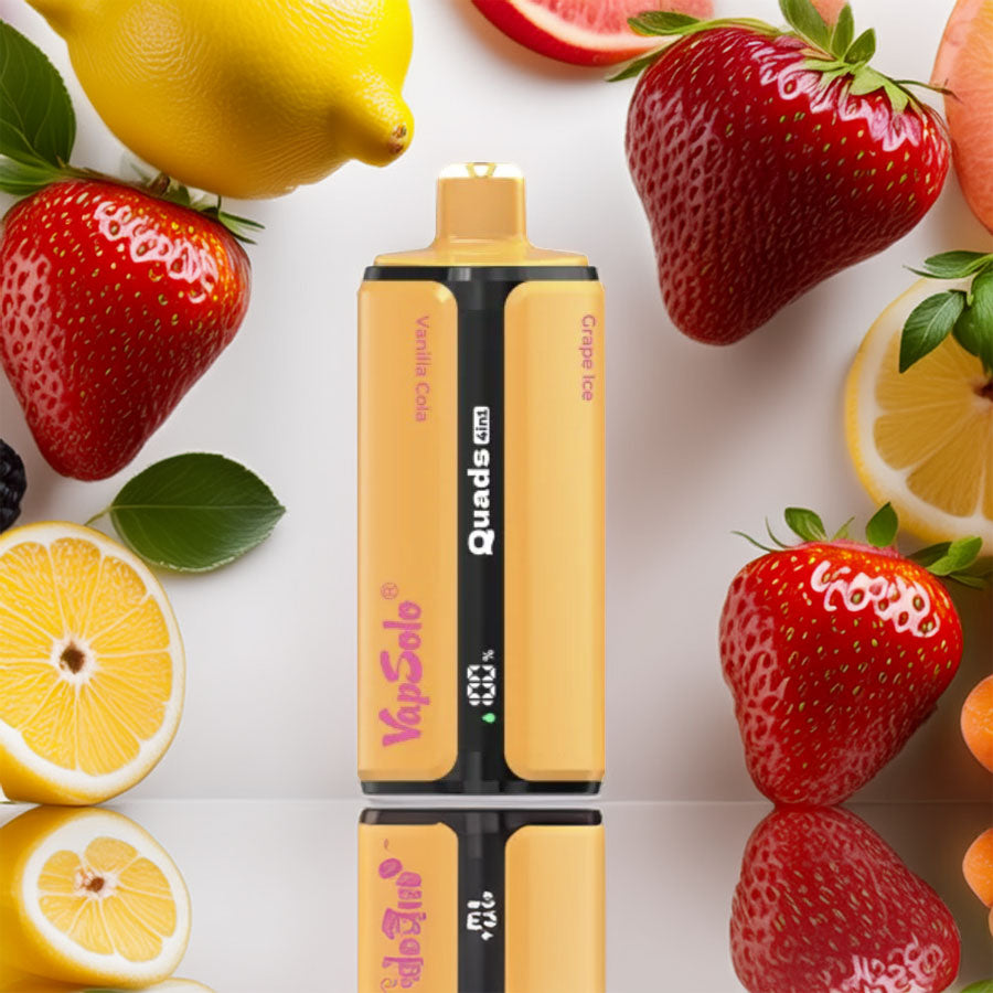 VapSolo Quads 80000 – Vanilla Cola & Lemon Peach & Strawberry Raspberry Cherry Ice & Grape Ice 5%