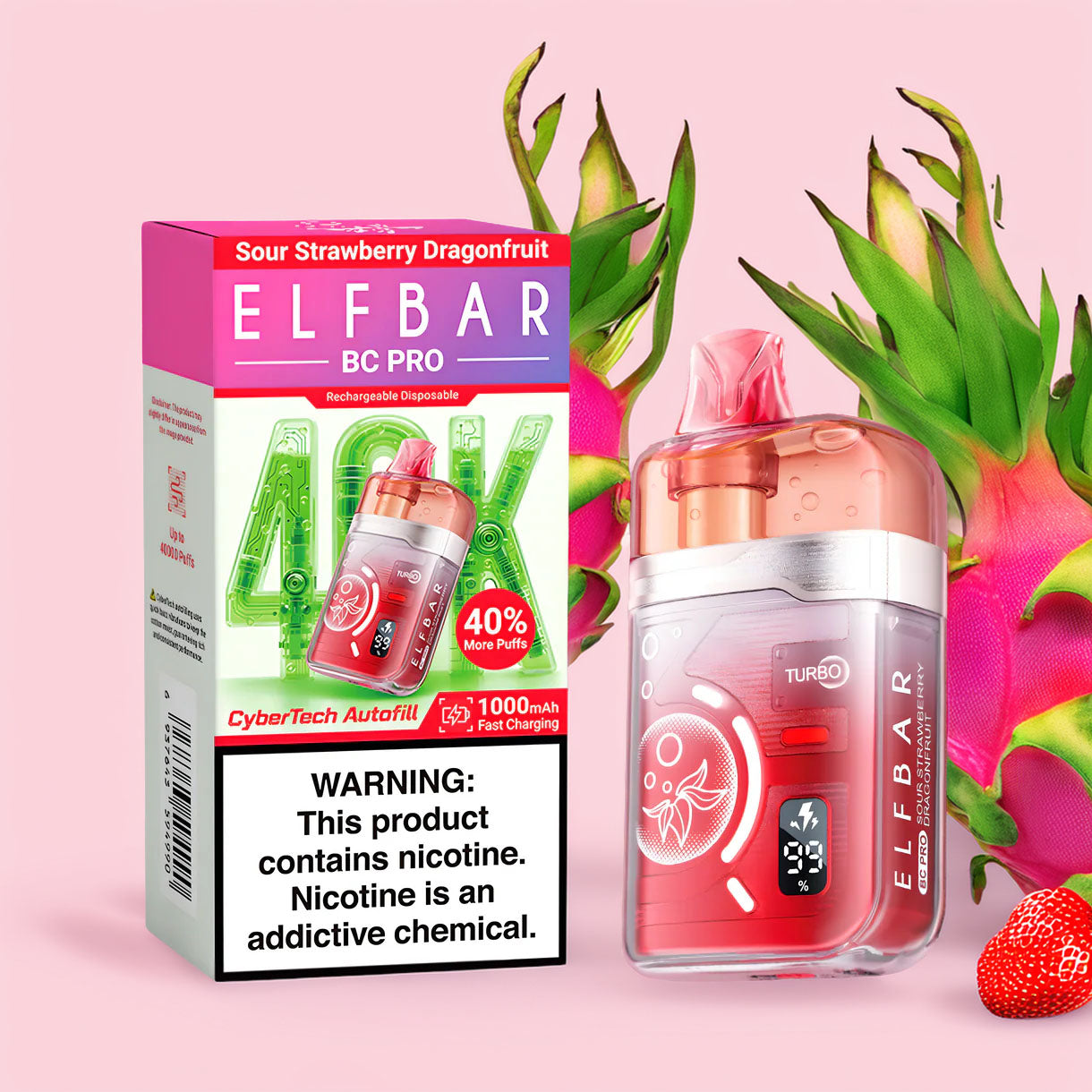 Elf Bar BC Pro 40000 – Sour Strawberry Dragonfruit 5%